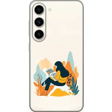 Zeyno Samsung S23 Uyumlu Kitap Okuyan Desenli Silikon Kılıf