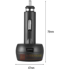 Nidage Araç Voltmetre Termometre USB 3 In1(Mavi Kırmızı)