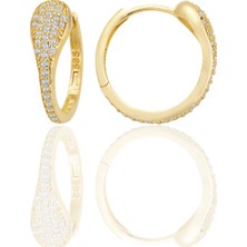 Shiny Spectra 14 Ayar Altın Huggie Yılan Başı Küpe Taşlı T052