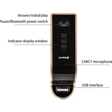 Yeni 2023 Carg7 Bluetooth Araç Kiti Fm Transmitter Araçkiti Bluetooth Handsfree Fm Verici Üniversal