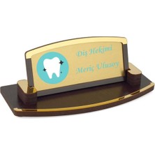 Diş Hekimlerine Özel Masa Üstü Ahşap Masa Üstü Isimlik