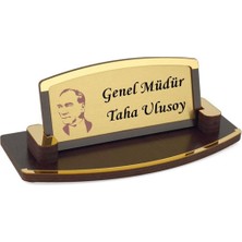 Kişiye Özel Atatürk Tasarımlı  Masa Üstü Ahşap Masa Üstü Isimlik