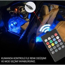 Ahmet Otomotiv Ayak Altı LED Rgb Işık Araç Içi ve Ev Aydınlatma Sese Duyarlı 12 LED USB Girişli