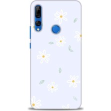 Huawei Y9 Prime 2019 Kılıf Hd Baskılı - Beyaz Papatyalar + 9h Nano Ekran Koruyucu