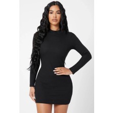 Balıkçı Yaka Uzunkollu Kaşkorsebodycon Minielbise