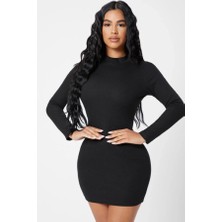 Balıkçı Yaka Uzunkollu Kaşkorsebodycon Minielbise