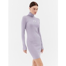 Calvin Klein Badge Roll Neck Sweater Dress Elbise