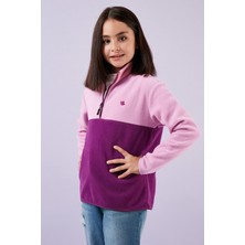 Lela Yumuşak Dokulu Yarım Fermuarlı Renk Bloklu Dik Yaka Polar Unisex Çocuk Polar 5905004