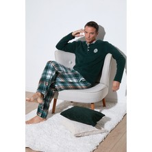 Buratti Ekoseli Regular Fit Düğmeli Bisiklet Yaka Kışlık Polar Pijama Takımı Erkek Pijama Takımı 60961008