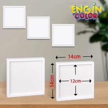 Engin Color Yapışkanlı Fotoğraf Çerçevesi-Sök Tak Paspartulu 3'lü Paket Beyaz Pola 14x14 Çerçeveler