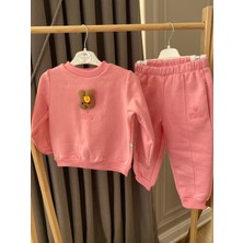 Baby Babyaden 3 Iplik Dokuma Tavşanlışardonlu Nakış Kalpli Bilekten Lastikli Kız Çocuk Okul Eşofman Takımı