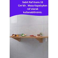 kydonia home mdf lam 4 köşesi oval çam ahşap desenli sabit raflı duvara monte kırma katlanır yemek mutfak masası