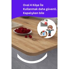 kydonia home mdf lam 4 köşesi oval çam ahşap desenli sabit raflı duvara monte kırma katlanır yemek mutfak masası