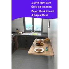 kydonia home mdf lam 4 köşesi oval çam ahşap desenli duvara monte  kırma katlanır yemek masası