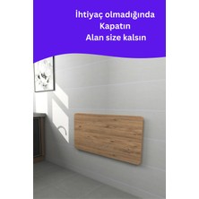 kydonia home mdf lam 4 köşesi oval çam ahşap desenli duvara monte  kırma katlanır yemek masası