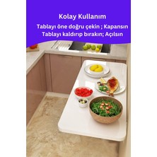 kydonia home mdf lam 4 köşesi oval parlak beyaz duvara monte kırma katlanır mutfak ve yemek masası