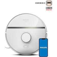 Philips 4000PA Ultra Otomatik Emiş Güçlü Hepa Filtreli Islak Kuru ve Mop Özellikli Robot Süpürge, 220DK, Halı Algılamalı Premium Robot Süpürge, Onerous Lambader Hediye