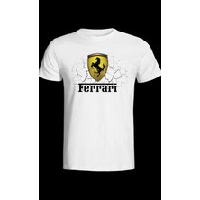 Nice Work By Nice Hands Ferrari Tasarımlı 2025 Özel Koleksiyon Ön Taraf Baskılı Beyaz T-Shirt Tişört