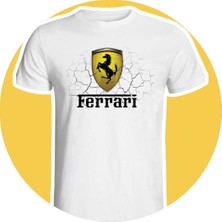 Nice Work By Nice Hands Ferrari Tasarımlı 2025 Özel Koleksiyon Ön Taraf Baskılı Beyaz T-Shirt Tişört