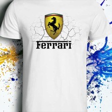 Nice Work By Nice Hands Ferrari Tasarımlı 2025 Özel Koleksiyon Ön Taraf Baskılı Beyaz T-Shirt Tişört