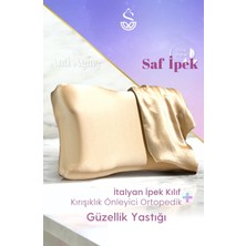 Shine Pillow %100 Ipek Bej Renk Kılıflı Yaşlanma Karşıtı Ortopedik Visko Yastık
