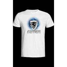 Nice Work By Nice Hands Ferrari Tasarımlı 2025 Özel Koleksiyon Ön Taraf Baskılı Beyaz T-Shirt Tişört