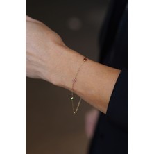 Yenigün Kuyumculuk 14 Ayar Altın Renkli Taş Detaylı Bileklik