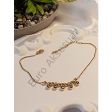 Stainless Steel Nazar Boncuğu Detaylı Çelik Halhal