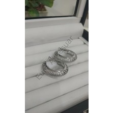 Stainless Steel Silver Dantel Bombeli Çelik  Halka Küpe