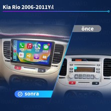 Victor Kia Rio 2006-2011 Yıl Android Sürüm 13 Kablosuz Carplay Navigasyon Multimedya 9 Inç Ekran  2g Ram 32GB Hafızav Çerçeve ve Arka Görüş Kamerası ile