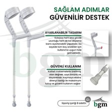 BGM Koltuk Değneği Ayarlanabilir Kanedyen Değnek 1 Çift Yüksek Kalite Ortopedik Yürüme Desteği