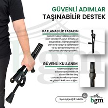 BGM Kanedyen Katlanabilir Baston Değnek- Koltuk Değneği Yüksek Kalite Ortopedik Yürüme Desteği -1 Çift