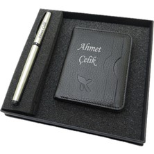 Signator Kişiye Özel Deri Kartlık Ve Kalem Seti | Scrikss Kalem + Deri & El Işciliği Cüzdan Seti | Isme Özel Hediyelik Set