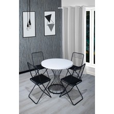 Nur Metal Alvin 80x80 Katlanır Sandalye Takımı 4 Kişilik Mutfak Masası - Yemek Masası - Cafe Masası - Beyaz