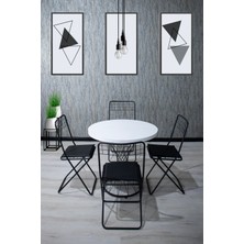 Nur Metal Alvin 80x80 Katlanır Sandalye Takımı 4 Kişilik Mutfak Masası - Yemek Masası - Cafe Masası - Beyaz