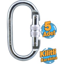 Badem10 5 Adet Oval Karabina Kilitli 10 mm Kanca Paslanmaz Çelik Kilit Tırmanma Kamp Ekipman Tırmanış Askı