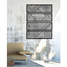 Artroya - Geometric Lines Metal Duvar Tablosu - Ev Duvar Dekorasyonu - 100 X 130 - Cm -Siyah - Deco-013
