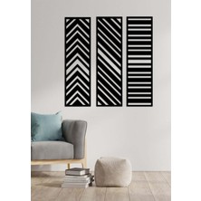 Artroya - Geometric Lines Metal Duvar Tablosu - Ev Duvar Dekorasyonu - 88 X 100 - Cm -Siyah - Deco-060