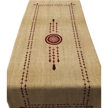 Adn Home Decor 140X50 cm Indian Serisi Çuval Görünümlü Runner Bordo