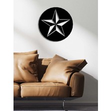Artroya - Rosco Yıldız Metal Duvar Tablosu - Ev Duvar Dekorasyonu - 50 X 50 - Cm -Siyah - Deco-097