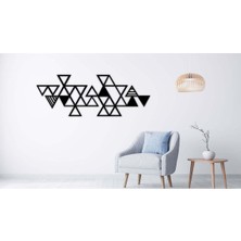 Artroya - Geometric Triangles Metal Duvar Tablosu - Ev Duvar Dekorasyonu - 100 X 36 - Cm -Siyah - Deco-005