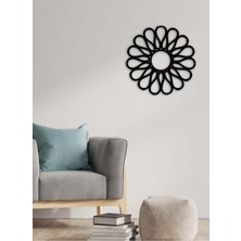 Artroya - Flower Doodle Metal Duvar Tablosu - Ev Duvar Dekorasyonu - 50 X 50 - Cm -Siyah - Deco-125