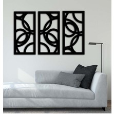 Artroya - Puzzle Daireler Metal Duvar Tablosu - Ev Duvar Dekorasyonu - 90 X 180 - Cm -Siyah - Deco-057