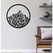 Artroya - Circle Mountain Metal Duvar Tablosu - Ev Duvar Dekorasyonu - 60 X 60 - Cm -Siyah - Deco-199