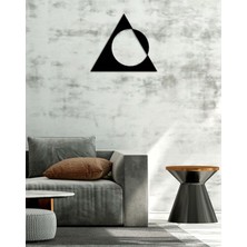 Artroya - Circle In Triangle Metal Duvar Tablosu - Ev Duvar Dekorasyonu - 50 X 57 - Cm -Siyah - Deco-036