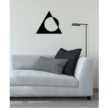 Artroya - Circle In Triangle Metal Duvar Tablosu - Ev Duvar Dekorasyonu - 50 X 57 - Cm -Siyah - Deco-036