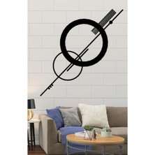 Artroya - Daireler Ve Çizgiler Metal Duvar Tablosu - Ev Duvar Dekorasyonu - 80 X 50 - Cm -Siyah - Deco-178