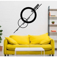Artroya - Daireler Ve Çizgiler Metal Duvar Tablosu - Ev Duvar Dekorasyonu - 80 X 50 - Cm -Siyah - Deco-178
