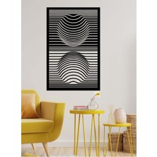 Artroya - Line Circles Metal Duvar Tablosu - Ev Duvar Dekorasyonu - 80 X 50 - Cm -Siyah - Deco-166