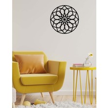 Artroya - Geometric Flower Metal Duvar Tablosu - Ev Duvar Dekorasyonu - 50 X 50 - Cm -Siyah - Deco-050